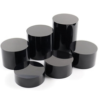 Disques de cercles acryliques noirs support de base d'affichage acrylique noir rond personnalisé cylindre de piédestal bases acryliques noires rondes solides