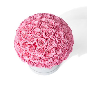 Roses éternelles préservées rose vif sous dôme floral rond - Décoration de mariage et du Nouvel An, fait main, respectueux de l'environnement - Product Image 6