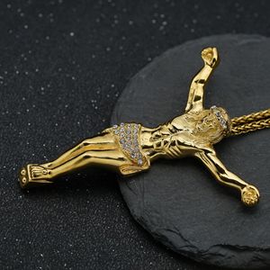 Collana con Ciondolo Hip Hop Gods Saint Jesus, Gioiello Religioso <span class=keywords><strong>Cristiano</strong></span> da Uomo in Acciaio Inossidabile Placcato Platino, Regalo alla Moda - Product Image 2