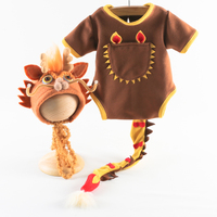 Chapeau et combinaison de dragon rose vintage pour bébé fille, accessoires de photographie pour nouveau-né, costume de tir pour bébé