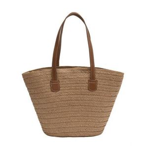 Bolso Tote de Paja Moderno y Ecológico, Bolso de Playa Tejido para Vacaciones - Product Image 1