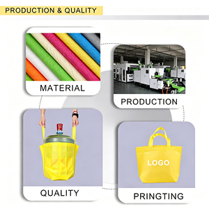 Sacs de courses pliables en tissu non tissé, taille moyenne, réutilisables, avec poignée supérieure, options multicolores, pour les courses, sac fourre-tout réutilisable - Product Image 5