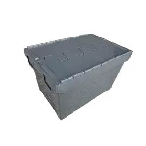 STROBIGO boîte de rangement en plastique, caisses, conteneur portable avec couvercle pour la logistique et l'entrepôt