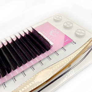 Extensions de cils <span class=keywords><strong>Hilash</strong></span> E80-E89 en PBT faites à la main, logo personnalisé, tige en coton noir brillant, épaisseur 0,07 mm, naturelles, vente en gros - Product Image 1