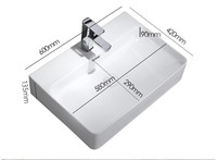 Lavabo de salle de bain rectangulaire en céramique fait main Chaozhou KD-112AB, équipement sanitaire de luxe pour hôtel, lavabo à trou unique pour l'Algérie