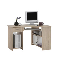 Bureau d'ordinateur de jeu en bois massif en forme de L de 118 cm avec éclairage LED, plateau pour clavier et rangement CPU pour la maison, le bureau et les jeux