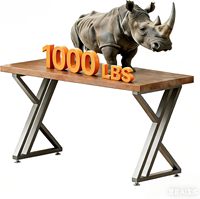Pieds de table en métal robustes de 28 pouces, lot de 2, capacité de charge de 450 kg, cadre en X industriel, double triangle en fer pour meubles