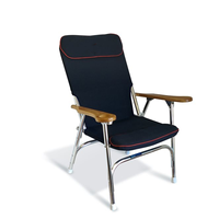 Chaise longue de pont en toile marine avec porte-gobelet, aluminium, coussins en mousse résistante de haute qualité, qualité professionnelle