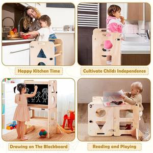 Taburete de cocina <span class=keywords><strong>para</strong></span> niños pequeños 4 en <span class=keywords><strong>1</strong></span>, torre de pie de aprendizaje plegable, <span class=keywords><strong>pizarra</strong></span>, taburete de madera de diseño moderno, ayudante <span class=keywords><strong>para</strong></span> <span class=keywords><strong>1</strong></span>-3 años - Product Image 5