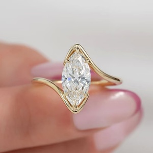 Bijoux fins, bague de fiançailles en or massif 14 carats avec diamant de laboratoire HPHT CVD pour femmes, style tendance, cadeau d'anniversaire - Product Image 1