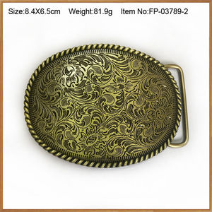 Benutzer definierte Western Cowboy antike Metalls chnalle Logo Zink legierung Blumen form Gürtels chnalle - Product Image 2