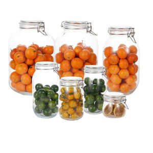 चौड़ा मुंह ग्लास क्लिप शीर्ष मासन जार ग्लास जार है जिसमें हिंग सील एयरटाइट ढक्कन - Product Image 1