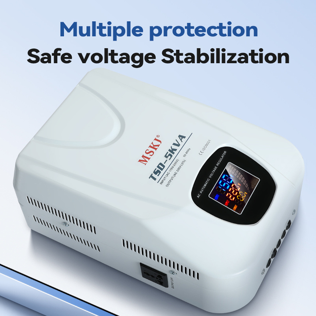Home Wall-Mounted 2kVA/5kVA Fully Automatic Voltage Stabilizer 140V-250V Input 220V Output Relay Regulator