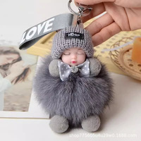 Poupée en peluche renard endormi, pendentif pour sac, téléphone portable et clés de voiture