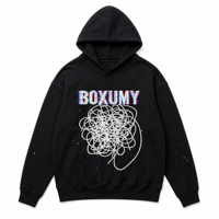 Sweat à capuche oversize entièrement zippé en molleton de coton, imprimé, épaules tombantes, écologique, respirant, unisexe, personnalisable