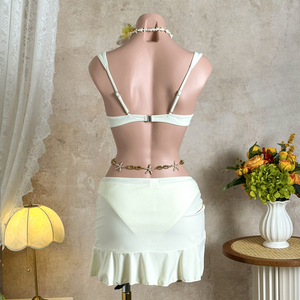 Nuovo Bikini Sexy 2026 in Tinta Unita, Costume da Bagno in Nylon con Gonna Corta per <span class=keywords><strong>Spiaggia</strong></span> - Product Image 5