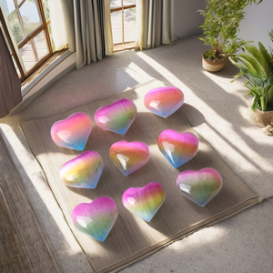 Cristal de guérison naturel de coeur de sélénite d'aura poli en gros pour la méditation et les cadeaux colorés et uniques - Product Image 6