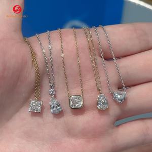 IGI sertifikası D VVS2 14k 18k gerçek altın tektaş elmas çerçeve ayarı 0.3ct - 1ct yuvarlak Lab yetiştirilen elmas kolye kolye - Product Image 4