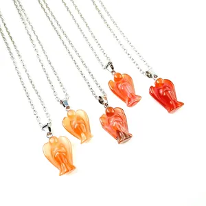 2023 Precious Stones Energy carnelian Angel Charm Pendant 12k Gold Plated Crystal For Fashion gifts wedding Necklace