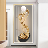 Art mural Peinture moderne de luxe Statue dorée Toile LED Cristal Peinture porcelaine