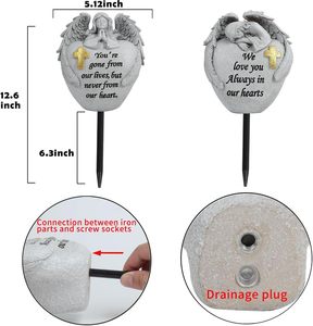 Vaso commemorativo a croce d'angelo per cimitero, 2 pezzi, con picchetti in ferro, decorazione da <span class=keywords><strong>giardino</strong></span>, regalo commemorativo per l'amore perso - Product Image 6