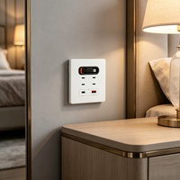 Style moderne Charge rapide Type-C Prise murale Câble de charge rétractable Table Prise USB