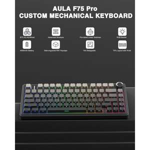 Teclado Mecánico Inalámbrico AULA F75 Pro 75% con Interruptores Intercambiables en Caliente, Retroiluminación RGB, Programable para Juegos, con Perilla y Pre-Lubricado - Product Image 5