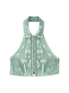 2025 estate nuova gonna giacca europea americana Cross-Border da <span class=keywords><strong>donna</strong></span> ricamata con collo corto in tinta unita completo W028 6682 - Product Image 4