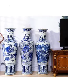 奇妙1米高的大型中国手绘花鸟图案陶瓷地板花瓶