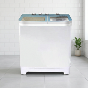 Lave-linge semi-automatique à deux cuves blanches avec panneau de commande bleu pour un lavage domestique pratique et des soins quotidiens des vêtements - Product Image 4