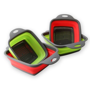 2 Pack Collapsible Colander Set Foldable Collapsible Strainers for Kitchen Square Colander Kitchen Strainer <b>Baskets</b> - Product Image 1