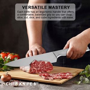 Juego de Cuchillos de Chef Universales de Metal Plateado OEM al por Mayor, Cuchillo de Cocina de Acero Inoxidable para Cortar Frutas con Soporte de Bloque - Product Image 4