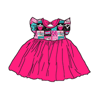 Robe d'été tricotée en bambou pour bébés filles, imprimée personnalisée, douce, à manches courtes, longueur genou, style tutu, pour enfants