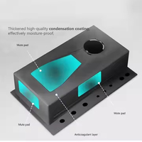 Évier de cuisine moderne en acier inoxydable à cuve unique avec robinet cascade, revêtement nano, multifonction, fait main, pour usage domestique et hôtelier