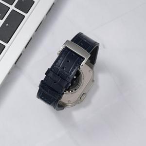 Boucle pliante en cuir à motif de bambou <span class=keywords><strong>AP</strong></span> pour bracelet de montre Apple pour IWatch SE 6 7 8 9 10 11 42 46 49mm Style mature et stable - Product Image 2