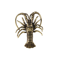 Laiton Artificielle Simulation Animaux Homard Miniature Figurines Réaliste Écrevisse Crevette Poupée Jouet Vintage Thé Pet Décor De Bureau