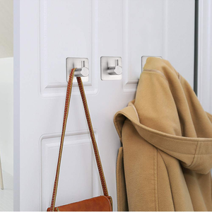 Ganchos Adhesivos Resistentes para Pared, Paquete de 4, Ganchos de Acero Inoxidable Impermeables para Baño, para Colgar Abrigos, Sombreros, Toallas, Batas - Product Image 2