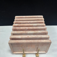 Plateau rectangulaire moderne en marbre rose crème pour bougies, bijoux, bagues, collations, présentation de table, décoration d'hôtel, de fête et de maison