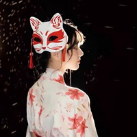 Masque demi-visage petit renard pour femmes rétro bricolage japonais Cosplay masque de chat mignon masque facial transfrontalier exclusif