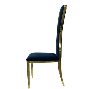 Sillas de comedor de lujo de acero inoxidable dorado para Villa Restaurante con cuero o tela Muebles de fiesta de metal elegante - Product Image 6