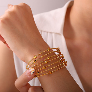 Fashion Beaded <b>Bracelets</b> Multi Layer Twisted Rope Ball Design Open <b>Cuff</b> Gold Zinc Alloy Unisex Jewelry - Product Image 4