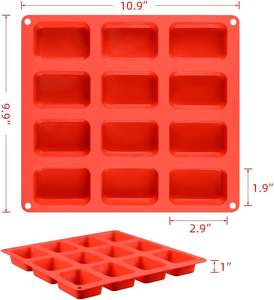 Mini <span class=keywords><strong>moule</strong></span> à pain en silicone <span class=keywords><strong>Moule</strong></span> à brownie 12 cavités de qualité alimentaire antiadhésive pour la cuisson de mini pain Brownie Cornbread Cheesecake <span class=keywords><strong>Chocolat</strong></span> - Product Image 2