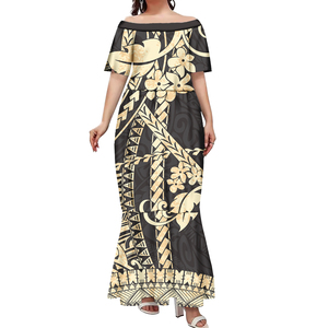 Low Piece individuelles Logo/Muster/Bild hawaiianische elegante Sommer-Damenbekleidung polynesische Samoa Puletasi Ballseejagdkleider - Product Image 3