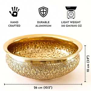 Decorative Trays Anandi Metal Urli Gold <b>Large</b> Stylish Home Decor Centerpiece Traditional Ethnic Handmade Elegant Durable - Product Image 4