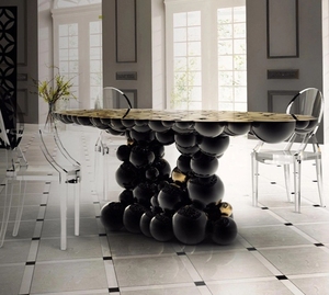 Table à manger italienne de luxe en acier inoxydable Villa Living Room Creative Bubble Long Table à manger pour la maison et l'hôtel - Product Image 1