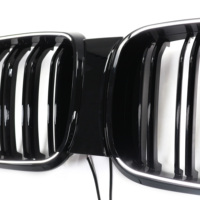 Calandre de voiture ABS noir brillant Double ligne Grille de pare-chocs avant avec lumière LED pour Bmw X3 G01 2018-2021