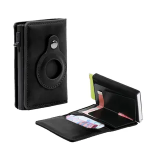 Yeni özel LOGO iş RFID cüzdan degaussing çok tarzı erkek metal PU deri kredi kartı sikke cüzdan kart tutucu