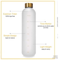 1 Litre Dar Ağızlı Tritan İnce Sızdırmaz BPA İçermeyen Kauçuk Boyalı Plastik Su Matarası Kapasite Ölçeğiyle