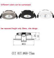 Downlight LED encastré mince et dimmable avec construction en aluminium IP44, angle de faisceau de 36° pour applications de plafond bas