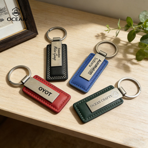 Porte-clés en cuir coloré fabriqué en Chine, porte-clés professionnel gravé en cuir PU véritable - Product Image 2